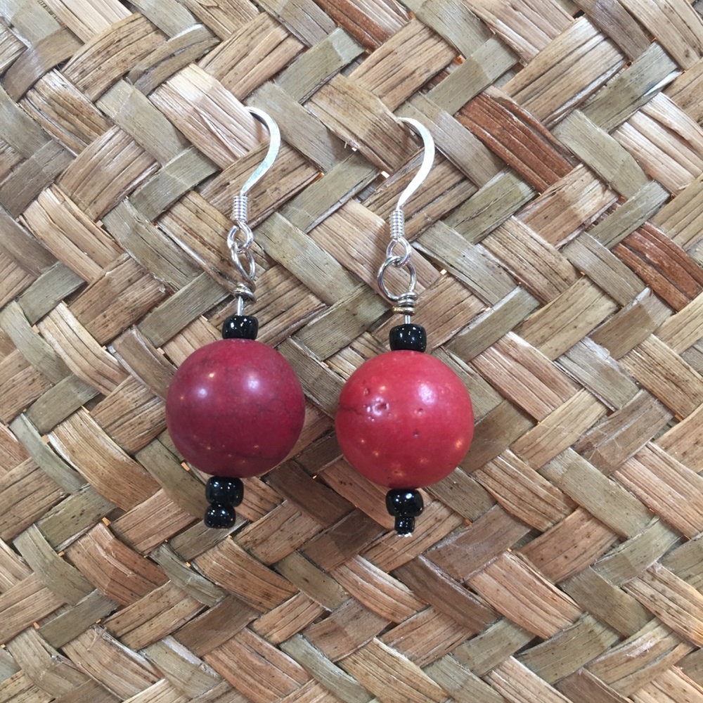 Coral Rounds Earrings with Sterling Silver Finding